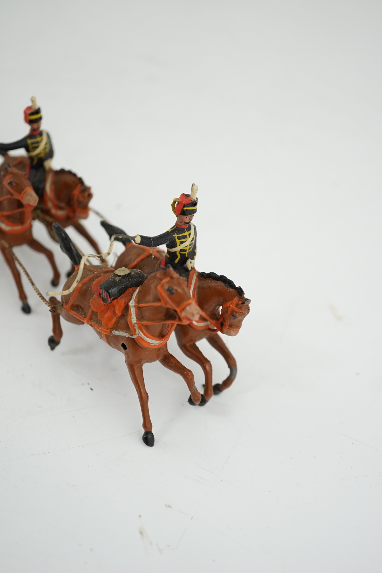 A 1920s Britains Royal Horse Artillery gun team (from set 39)